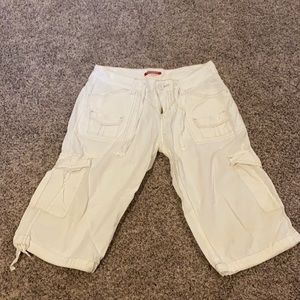 White cargo capris